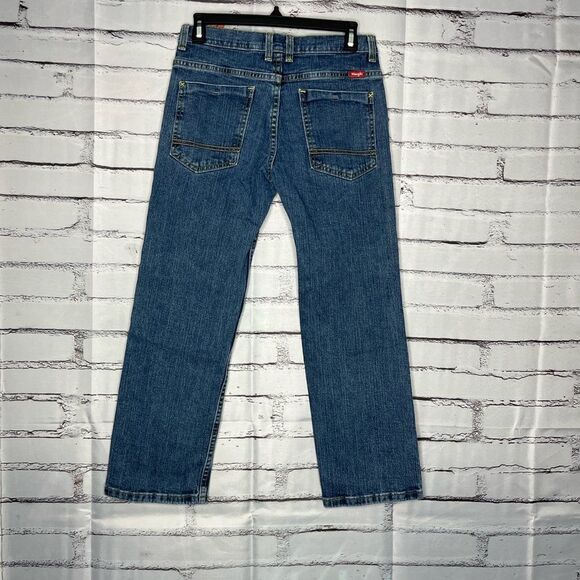 Wrangler Blue Straight Jeans Classic Fit SZ 12 Zip Button Adjustable Waistband - Picture 11 of 15